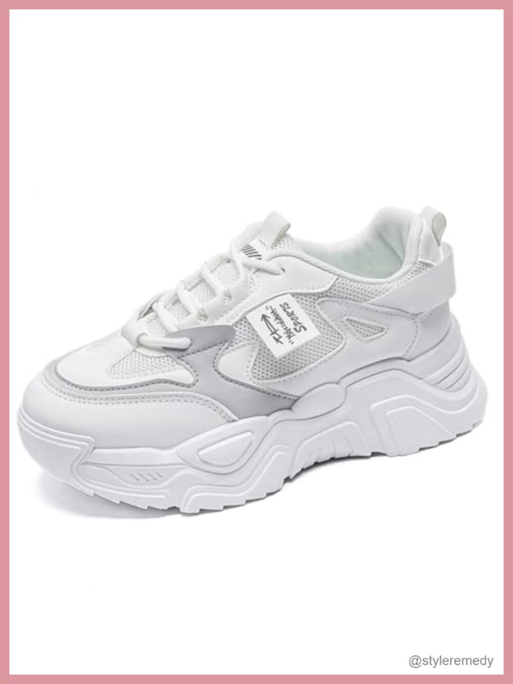 Lace-Up Leather Platform Sneakers Non-Slip Chunky Casual Sport Shoes for